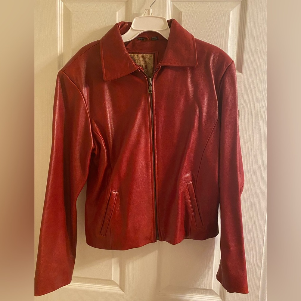 Deep Red Italian Leather Leather Jacket!